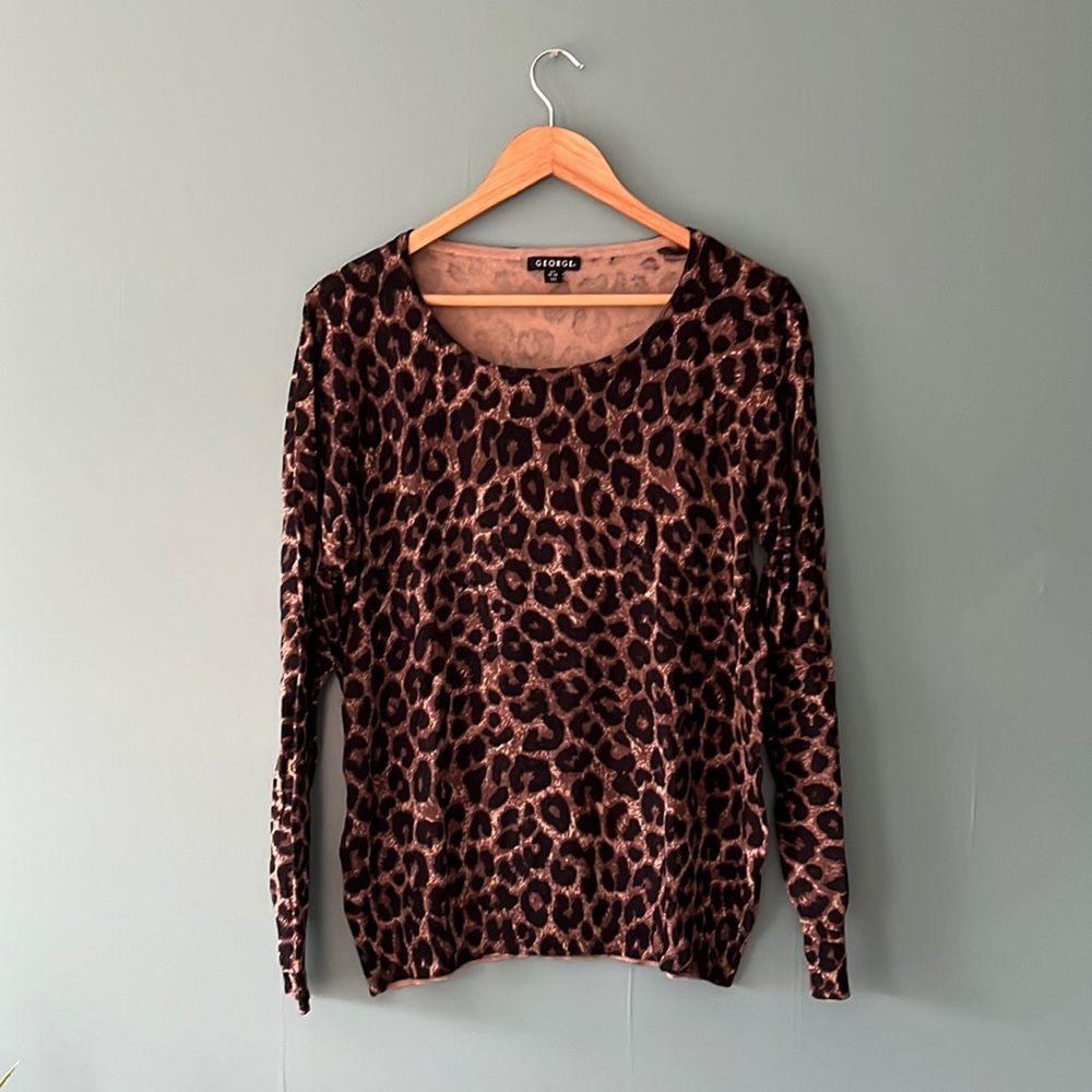 George Women’s Leopard Sweater Sz Large